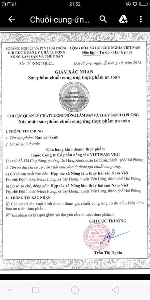 Chung nhan chuoi san xuat an toan