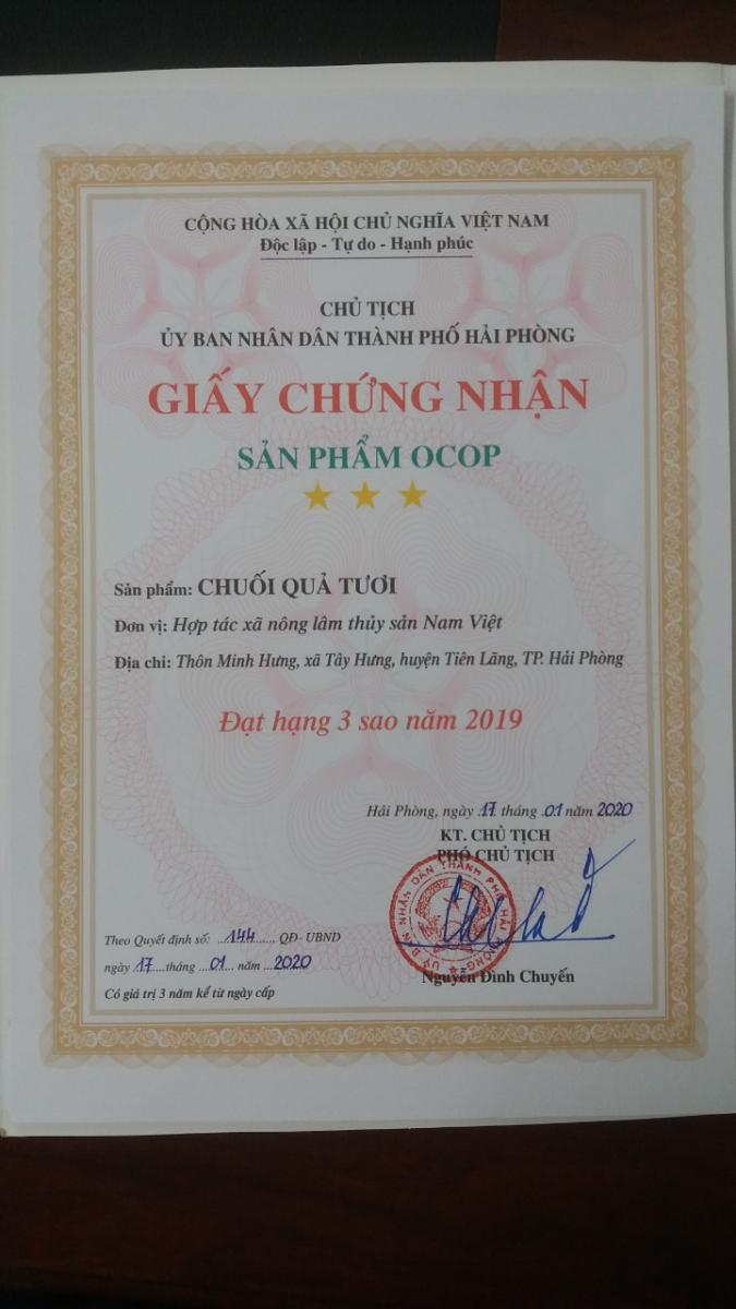 Giay chung nhan san pham OCOP